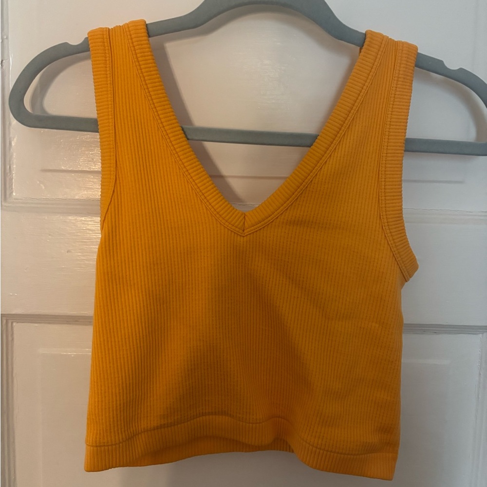 Orange Ribbed Seamless Tank Top